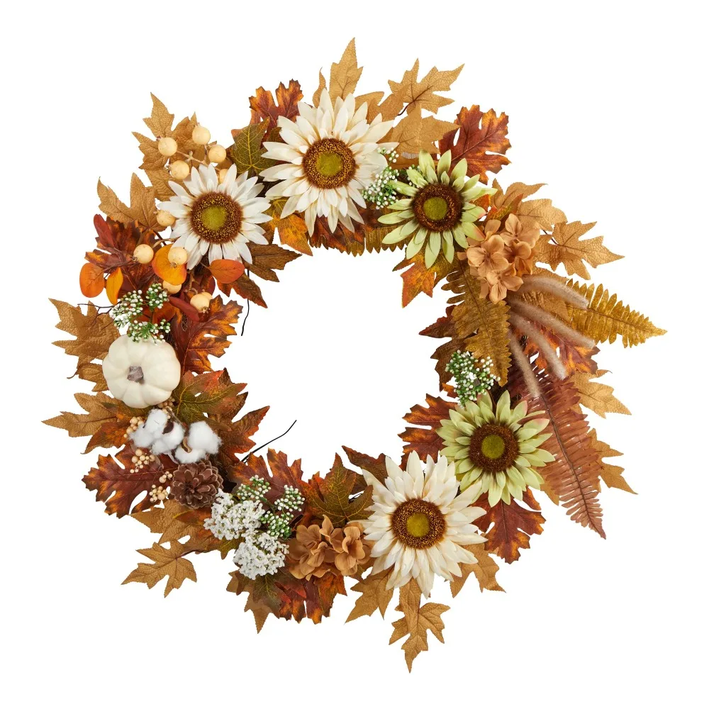 

Decoration Halloween Decor With Sunflower 30 Inch Free Shipping Plastic Artificial Fall Wreath Christmas Decoration Liquidations