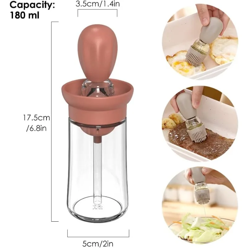 Measurable Seasoning Container Oil Bottle Kitchen Silicone Quantitative Outdoor with Brush Barbecue Spray Bottle Cooking Tools