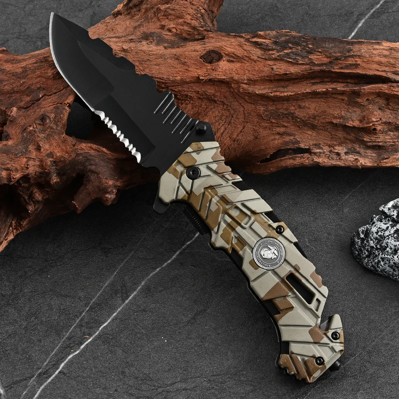 Outdoor Foldableing Knife with Complex Camouflage Foldableing Knife, Camping Fishing Foldableing Knife, High Hardness Foldablein