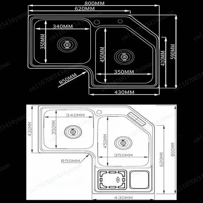 Modern Brushed Stainless Steel Corner Sink Double Slot Wash Basin Home Kitchen Balcony Water Basin view 6
