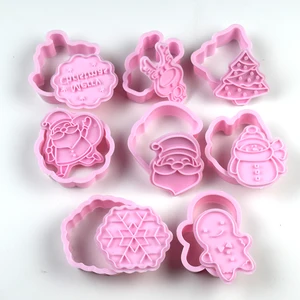 Christmas Santa Claus Plastic Cookie Press, cookie mold, stamp cookie, cooking confectionery, pastry tools, 8 pcs 6 Main Sales Cutting Cracker - №1
