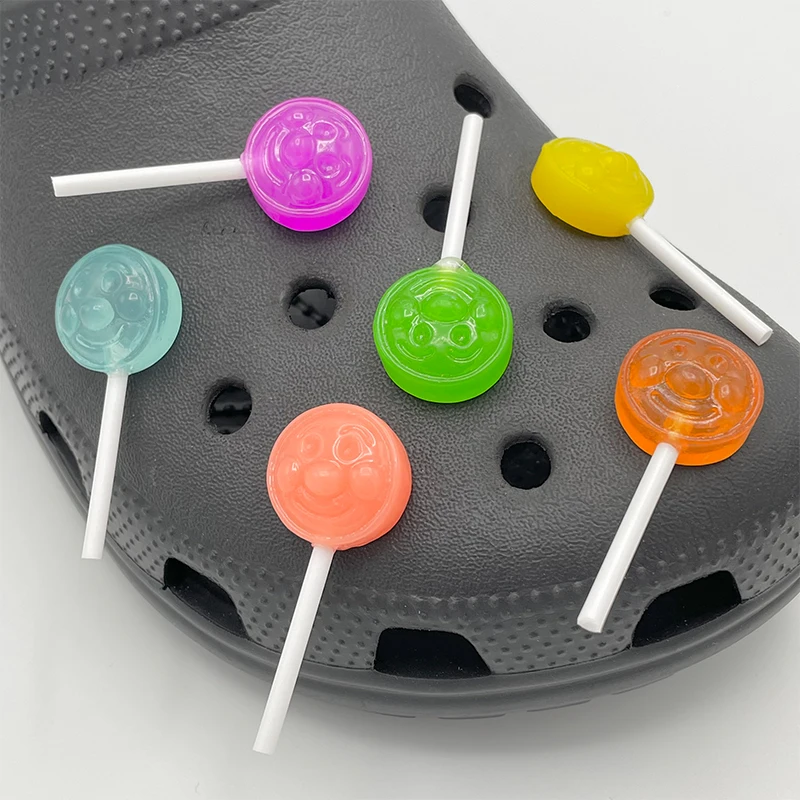 

6Pcs Funny Candy Shoe Charms For Slippers Clogs DIY Kawaii Simulation Lollipop Shoe Pins Decoration Accessories Fit Kid's Sandal