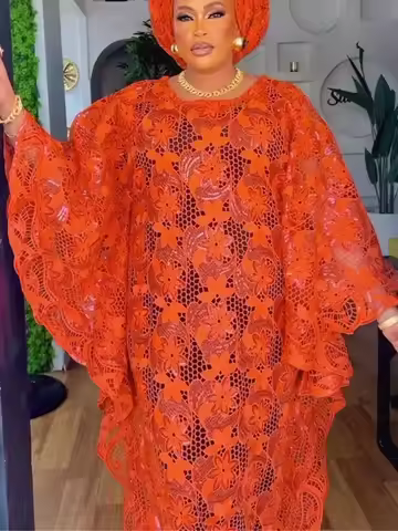 Elegant African Dress For Women Muslim Fashion Boubou Abayas Robe Dashiki Ankara Lace Outfits Evening Gown Kaftan Maxi Dress