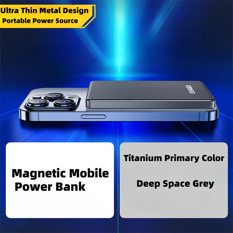 Explosive Magnetic Wireless Charging Mobile Power Bank Ultra-Thin Metal Model Pd20w Fast Charging 5000mah