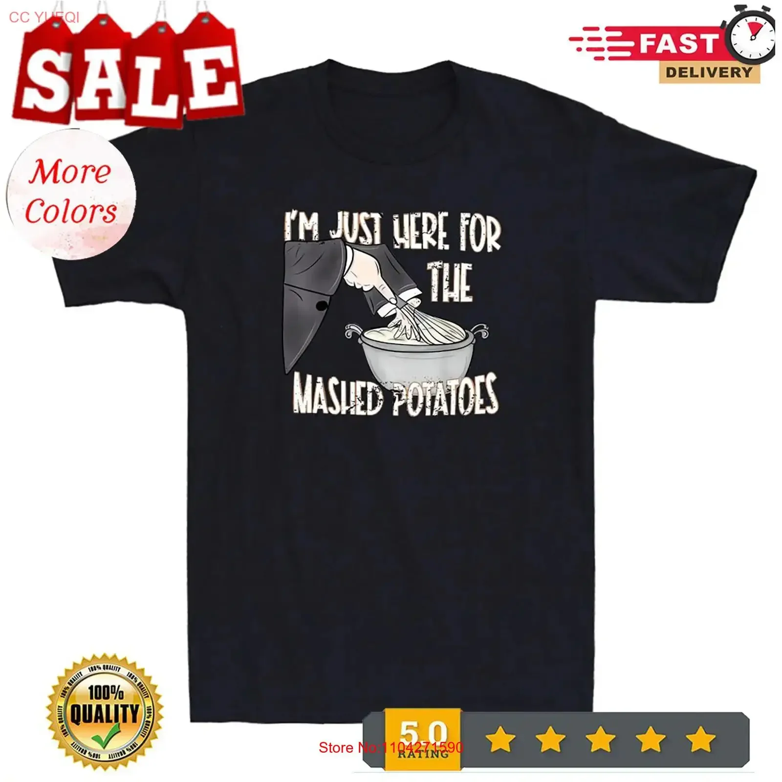I'm Just Here For The Mashed Potatoes Funny Quote Joke Retro Men's T Shirt vintage Washed Unisex graphic homme designer clothes