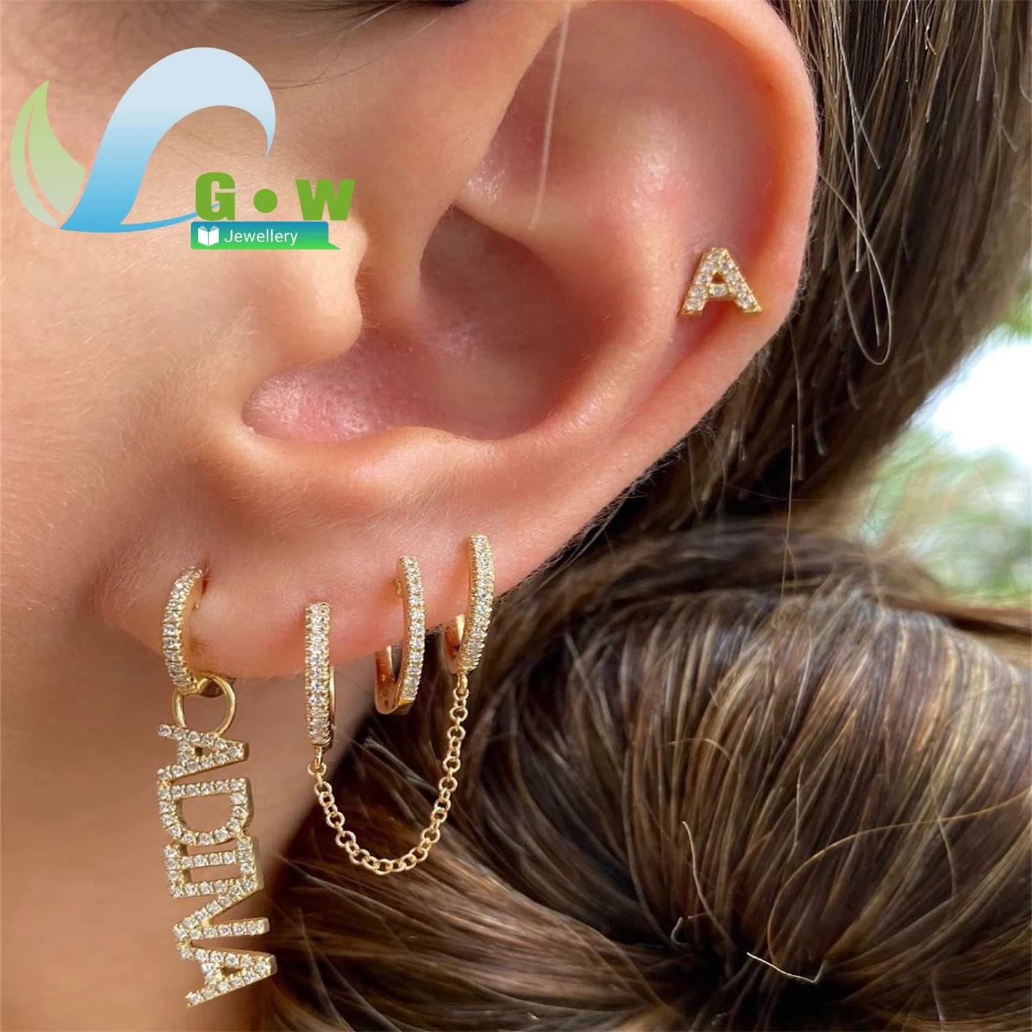 

Европейские и американские знаменитости в одном стиле, манжеты для ушей, медные инкрустированные цирконом, серьги из настоящего золота, популярные модные украшения для ушей, роскошные геометрические серьги