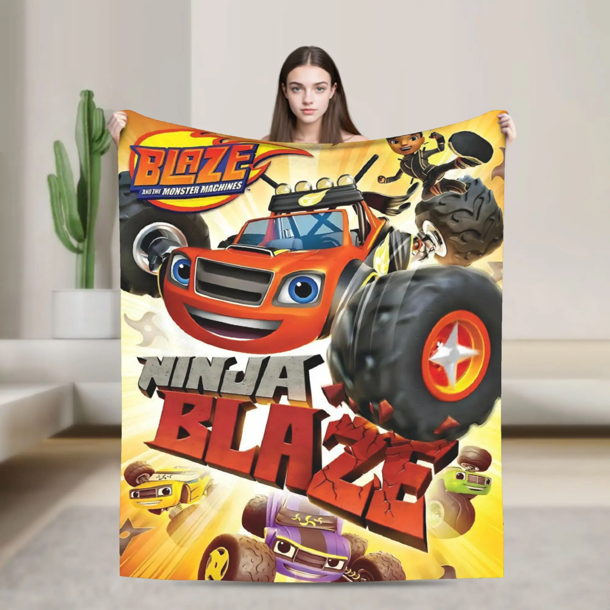 Blaze and the Monster Machines Throw Blanket for Couch Fuzzy Soft Plush Blanket 50x60 Inch Multi-size Bedspread for All Seasons
