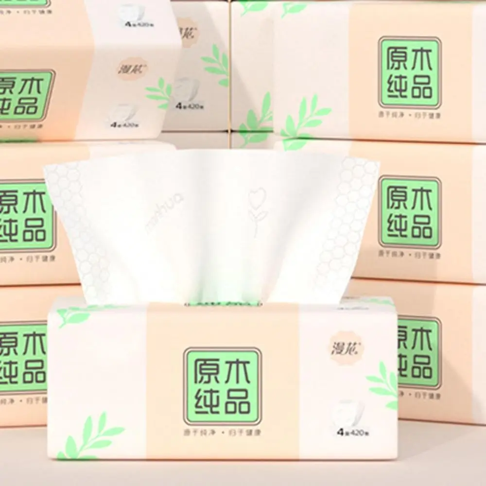 

6-Pack Small Tissue, Toilet Paper, Disposable Napkins, Non-Box Bag Cover, White Facial Paper, 4-Ply, Native Wood Pulp