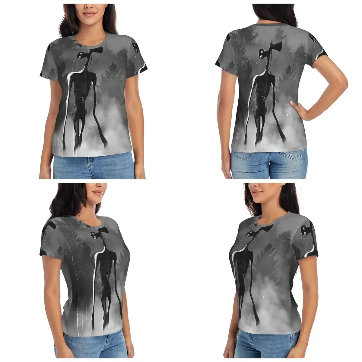 Siren Head Osepanhead T-Shirt for Women O-Neck Streetwear T Shirts Women's Short Sleeve Summer Clothes Tops