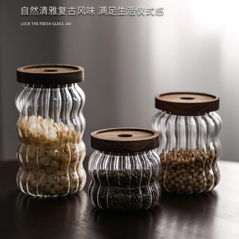 Lacquer Free Glass Sealed Jar Storage and Storage Jar for White Sugar Dried Fruits Snacks Coffee Bean Powder Tea Leaves