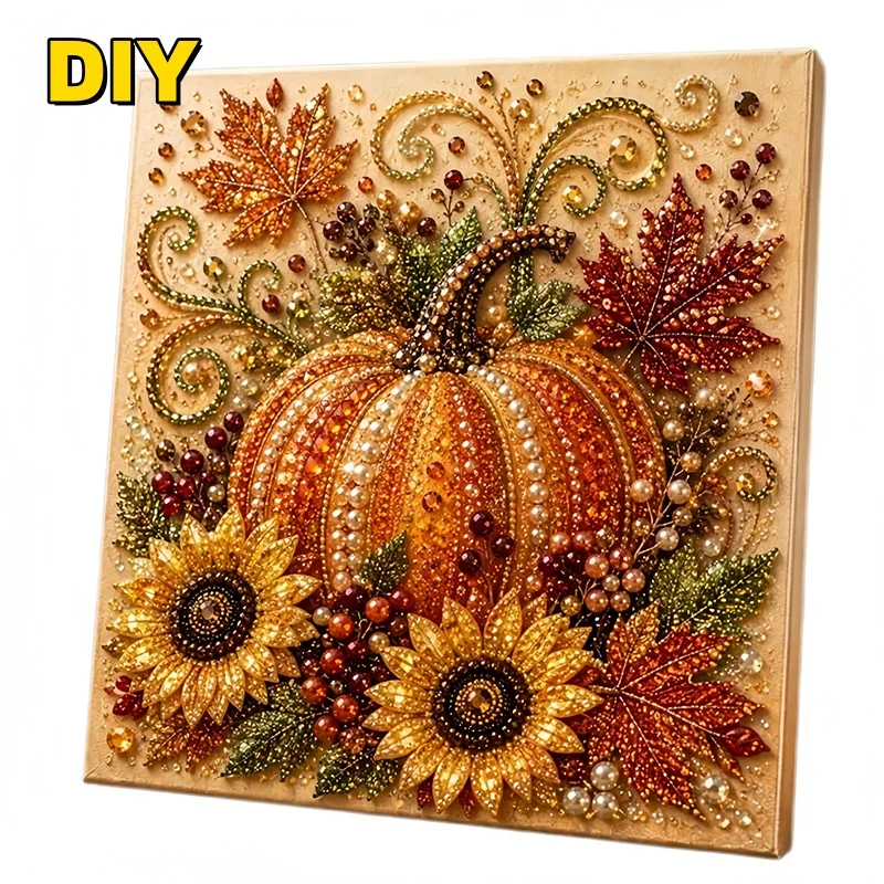 Autumn Pearl Painting Set DIY Diamond Pearl Painting Material Pack Various Holiday Halloween Thanksgiving Gift Home Decoration