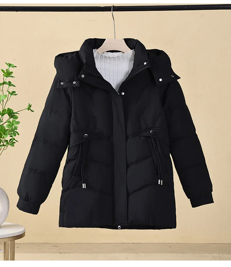Korean Trend Women's Solid Color Long-sleeved Versatile Zipper Jacket Winter New Holiday Hooded Loose Warm Thickened Coat