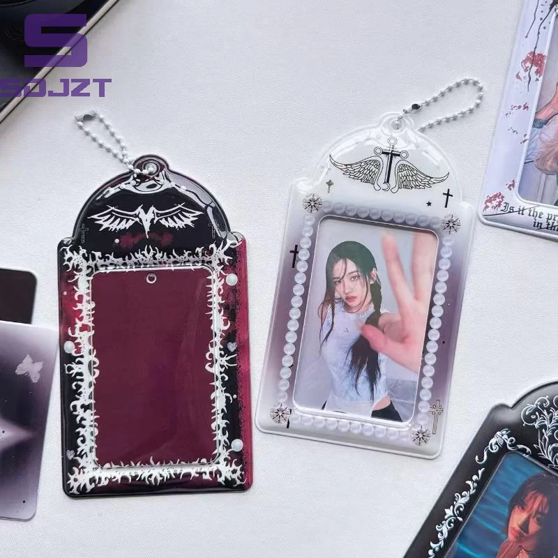 Kpop Photocard Holder Acrylic Heart Frame Keychain For Idol Cards Collectible Decoration Gift