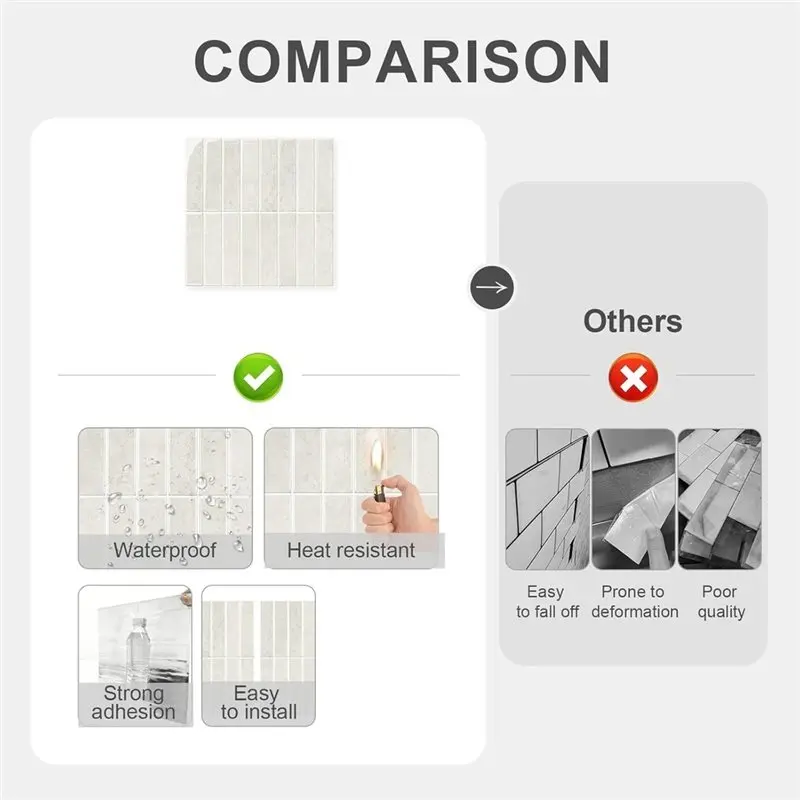 ABRU-Backsplash For Kitchen And Bathroom, 10 Sheets Thicker Design Peel And Stick 11.8