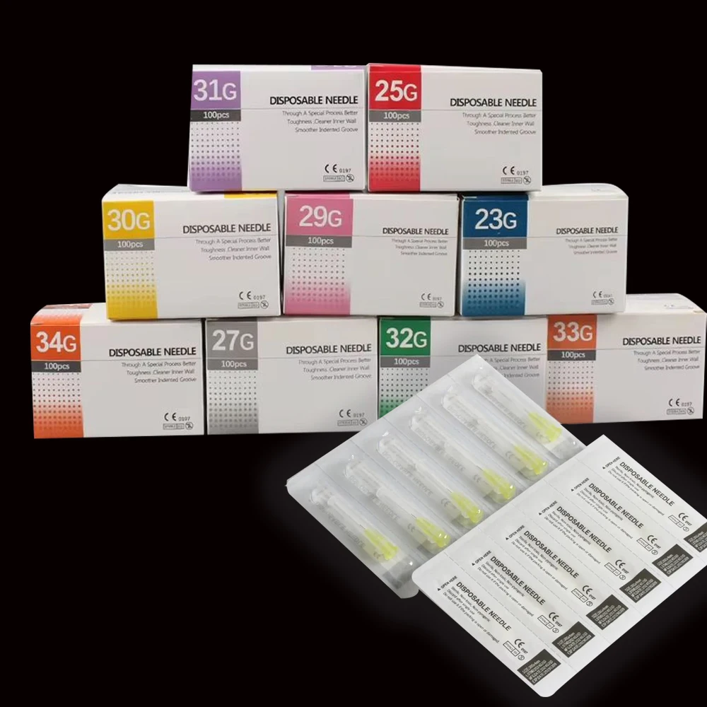 100pcs 34G 32G 18G 25G 27G 30G Superfine Small Painless needle 4mm 13mm 25mm 38mm ultrafine Teeth Eyelid Tool Needles