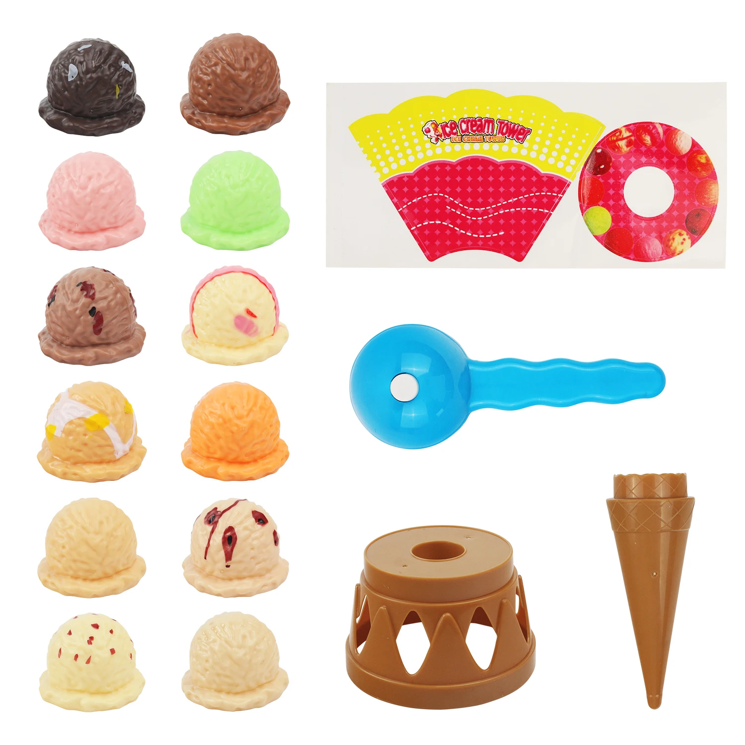 Ijs Speelgoed Stapelen Toren-Balancerend En Stapelbaar Schepijs Voor Peuters, Kinderen Doen Alsof Eten Speelt Set Keukendessert