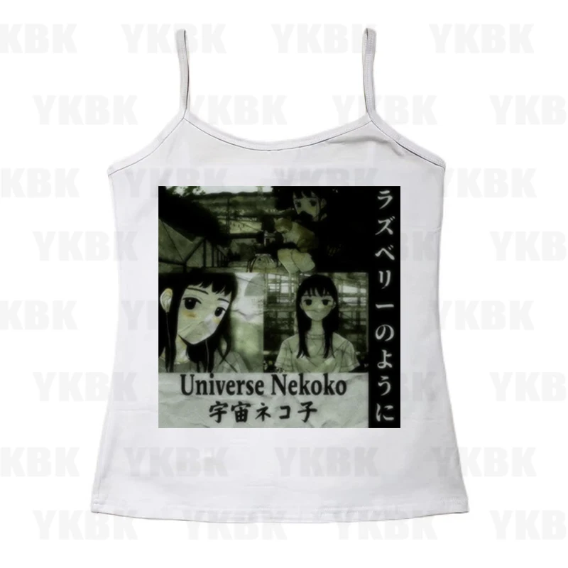 Y2k طباعة أنيمي سترة حزام أبيض عادية Harajuku المرأة فاسق مثير مشد الجرونج ايمو ريترو فتاة باردة القوطية أكمام الشارع الشهير