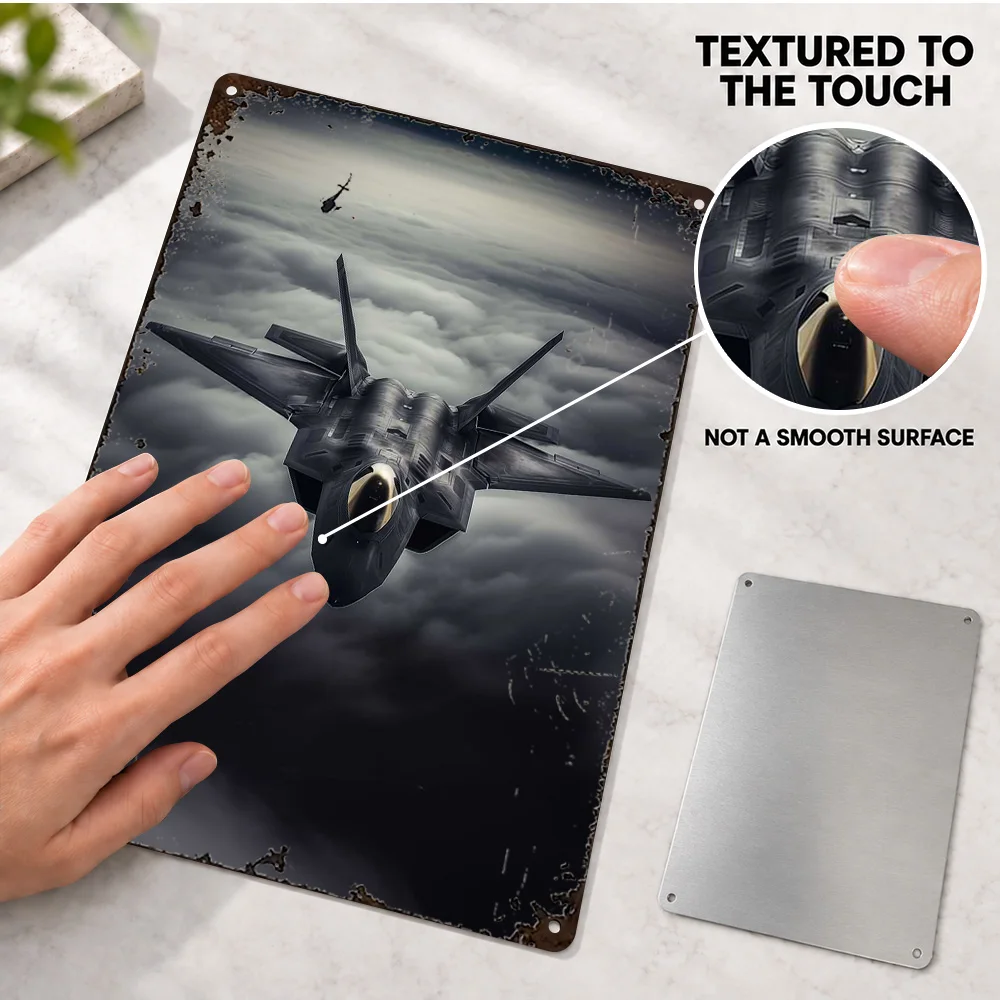 F22 Raptor Aluminum Poster Customized Metal Sign Landscape Photographic Design Wall Art For Home Study Corner Housewarming Gift