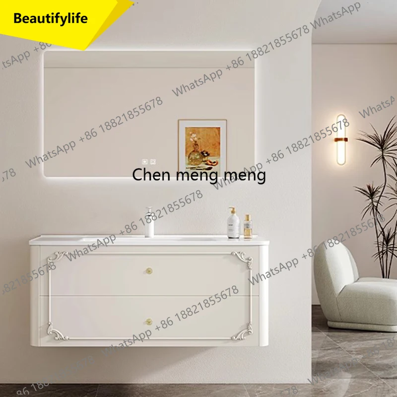 A17 Luxury European Bathroom Cabinet Mirror Organizer Sink Minimalist Bathroom Cabinet Vanity Designs Meuble Toilette Furnit
