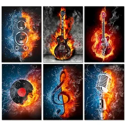 5D DIY Full Square/Round Diamond Painting Music Equipment Guitar Diamond Embroidery Rhinestone Picture Mosaic Home Decoration