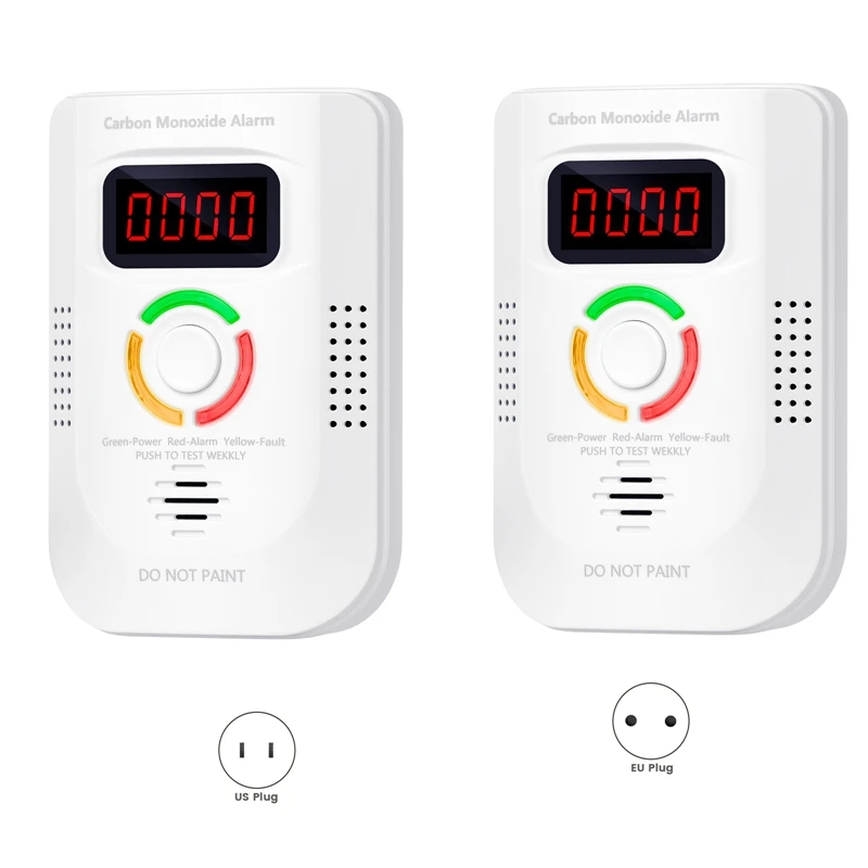 Alarma de Detector de monóxido de carbono, Sensor fotoeléctrico LCD, enchufe en CO, sirena de intoxicación, sonido + advertencia de Flash