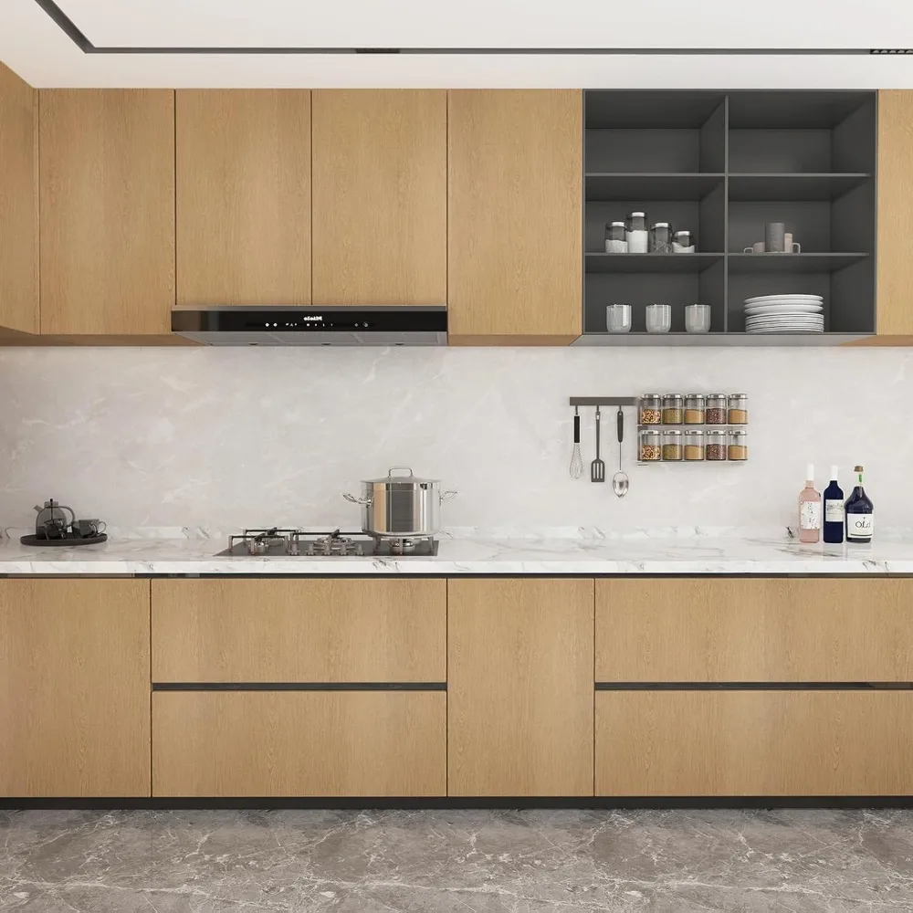 ورق اتصال خشبي قابل للتقشير واللصق باللون البني الفاتح مقاس 48 × 196 للجدران والفصول الدراسية وغرفة النوم - ورق جدران ذو مظهر خشبي واسع #2