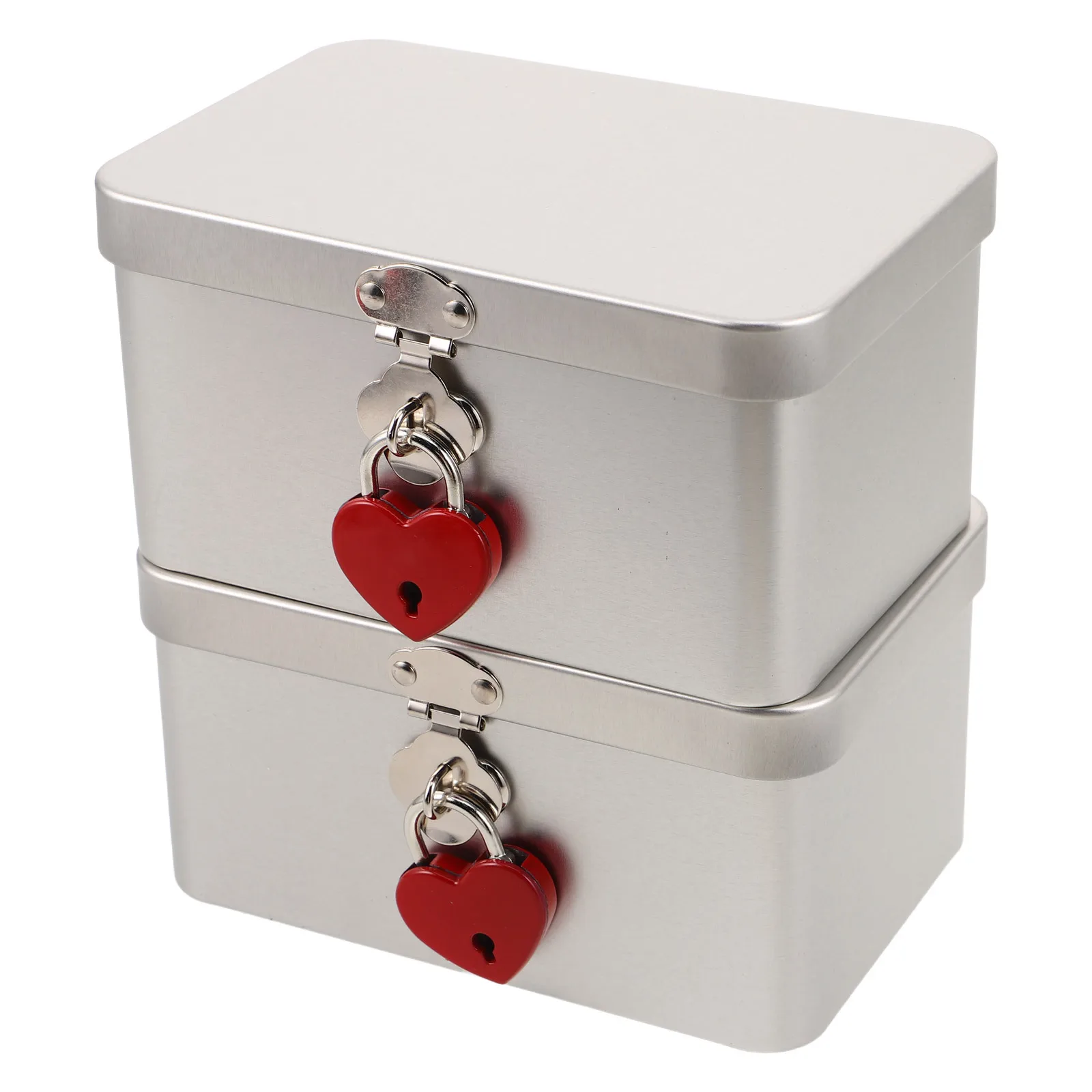 

2Pcs Lockable Tinplate Storage Box Metal Jewelry Organizer Multipurpose Keepsake Container Candy Cookie Case for Home Office