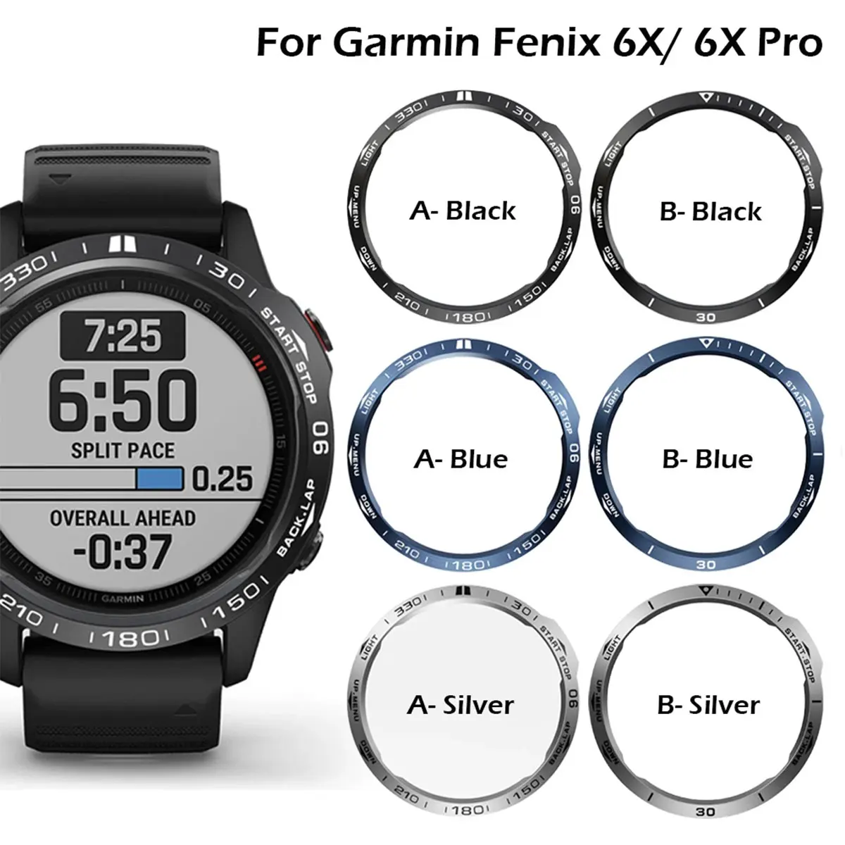 Metal Watch Cover Ring For Garmin Fenix 6x/6xPro/6X Sapphire/enduro Watch Bezel Adhesive Anti-scratch Cover Ring Watch Accessory