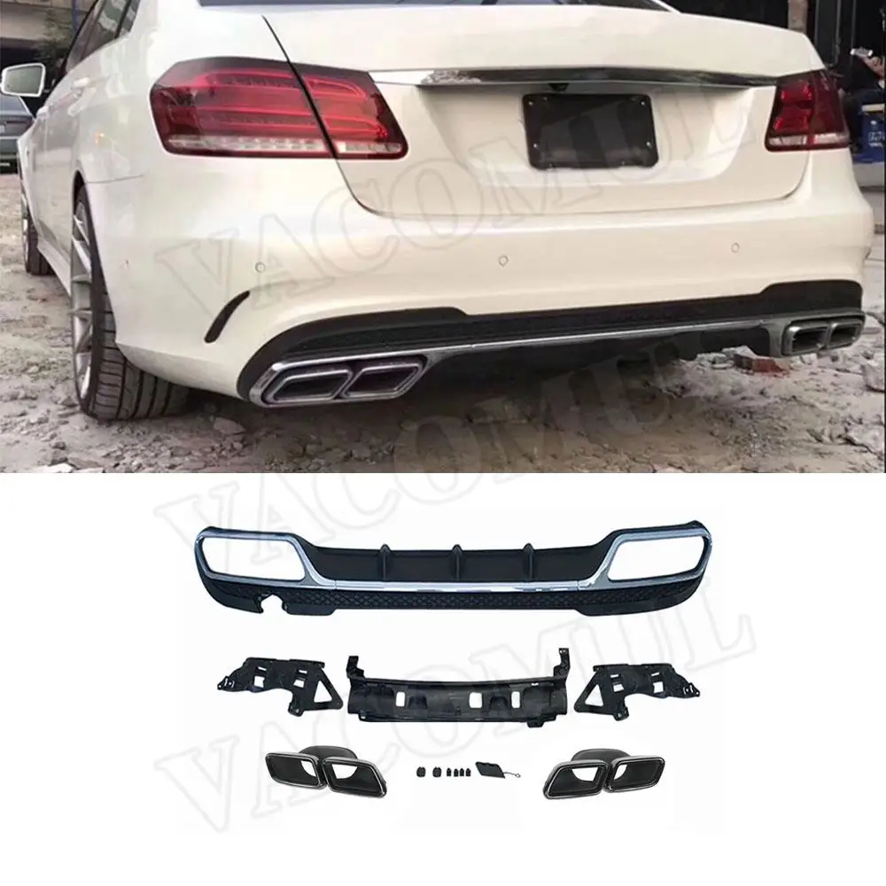 VACOMUL Rear Bumper Lip Diffuser with Exhaust for Mercedes Benz E Class W212 E350 E400 E63 AMG Sport 2013-2016 Non for Standard