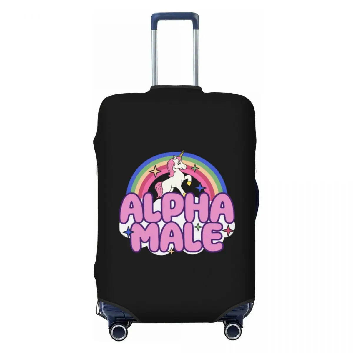 Custom Funny Alpha Male Unicorn Rainbow Luggage Cover Protector Dust Proof Travel Suitcase Covers