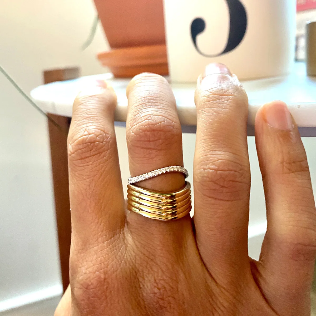 

Stainless Steel PVD 18K Gold Plated Tarnish Geo Wave Rings For Woman Jewelry Wholesale Summer Trendy