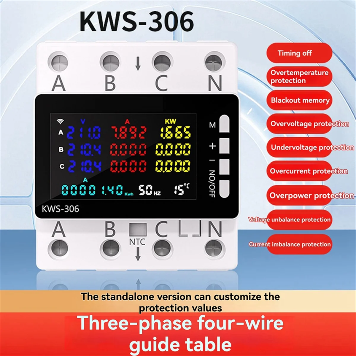 【Exclusive-Deal!】{KWS-306WF WiFi Smart Power Meter Voltage Protector Switch Current & Voltage Monitor, Relay, Circuit Breaker