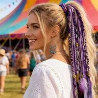 Nueva cola de caballo elástica estilo bohemio con lazo para el cabello, extensiones de cola de caballo trenzadas DIY, accesorios para el cabello femeninos