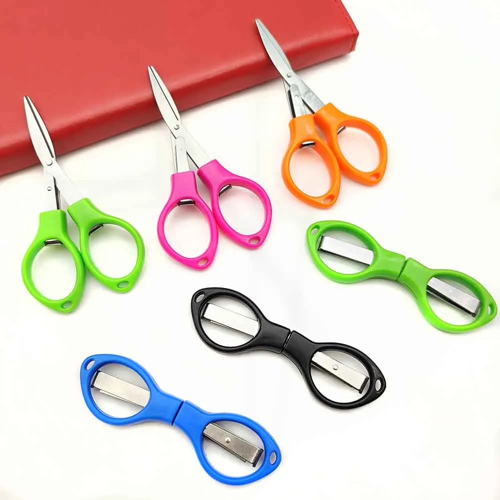 50PCS Fishing Line Cutter Folding Scissor Multifunction Scissors Plastic Handle Stainless Steel Tackle Tool Cutting Wire