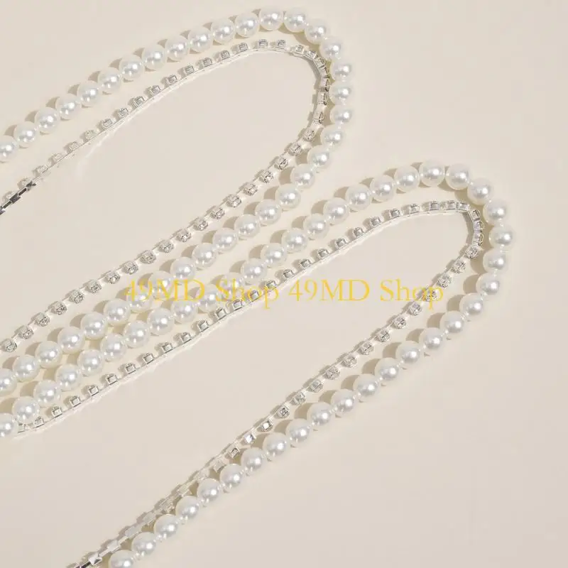 49md Woman Pearl Clip bretelle formaggio elastico a forma regolabile