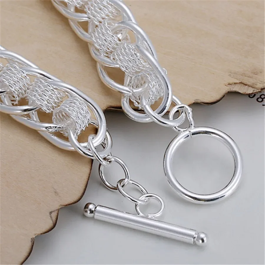 925Best Gift Silver Color Bracelets New Women Men Chain Hot High 925quality Fashion Jewelry Christmas Gifts image 5