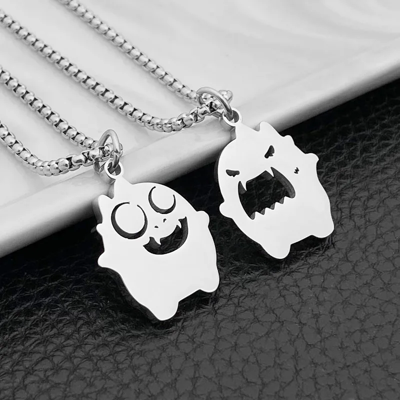 High Quality Popular Sweet Little Monster Personalized Couple Necklace Titanium Premium Kawaii Clothing Accessories