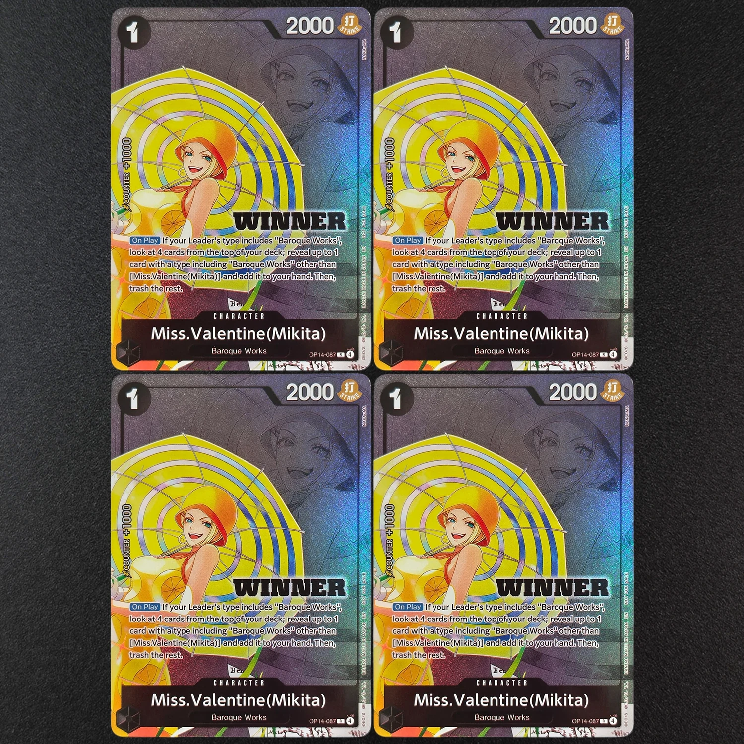 DIY Proxy One Piece TCG English Miss. Valentine (Mikita) R OP14-087 Winner Pack 2026 Vol3 Game Textured Collection Card Toy