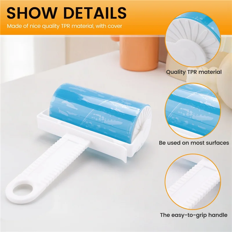 

AB11-2X Моющийся липкий валик для удаления ворса с одежды Многоразовый портативный липкий валик для удаления волос домашних животных, синий