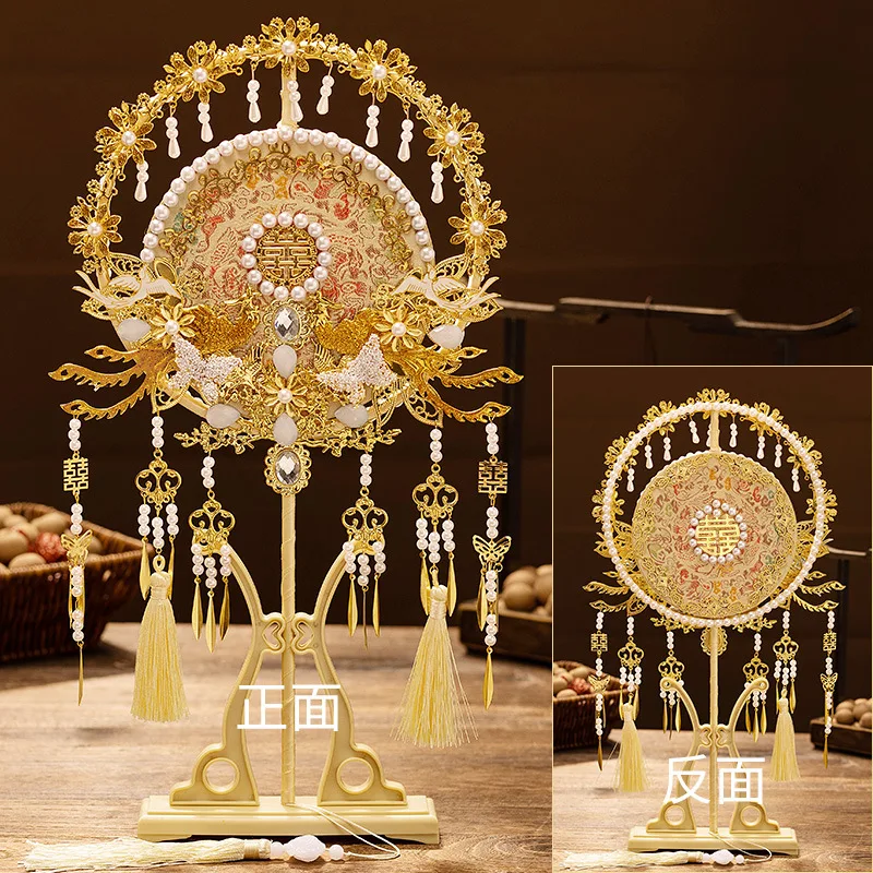 Chinese Wedding Ming-Style Bridal Xiuhe Wedding Fan, Handmade Wedding Fan