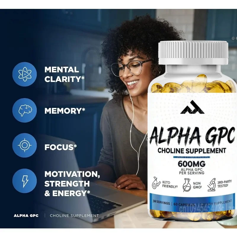 Alpha GPC Choline Supplement (600mg, 60 Capsules)