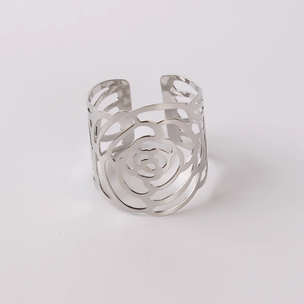 

4Pcs Hollow Napkin Rings Elegant Metal Buckles Decorative Napkin Holders Party Wedding Dinner Table