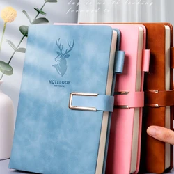 A5 Thickened Deer Head Notebook Business PU Soft Leather Notepad With Horizontal Lines Stationery School Office Supplies