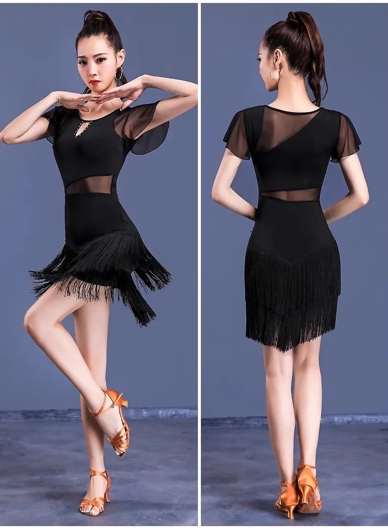 فساتين تدريب الرقص اللاتيني المثيرة الجديدة للنساء البالغات، والتي فساتين الأداء الاحترافي مع شرابات، مناسبة للشا