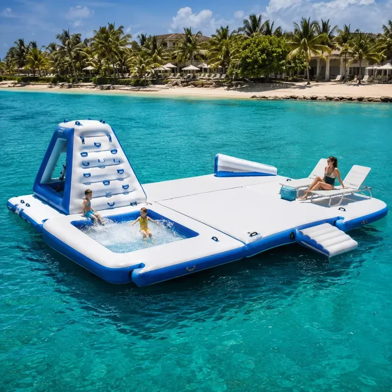 Heavy Inflatable Floating Platform for Beach Leisure, Stable Round Dock for Family and Guest Use Always