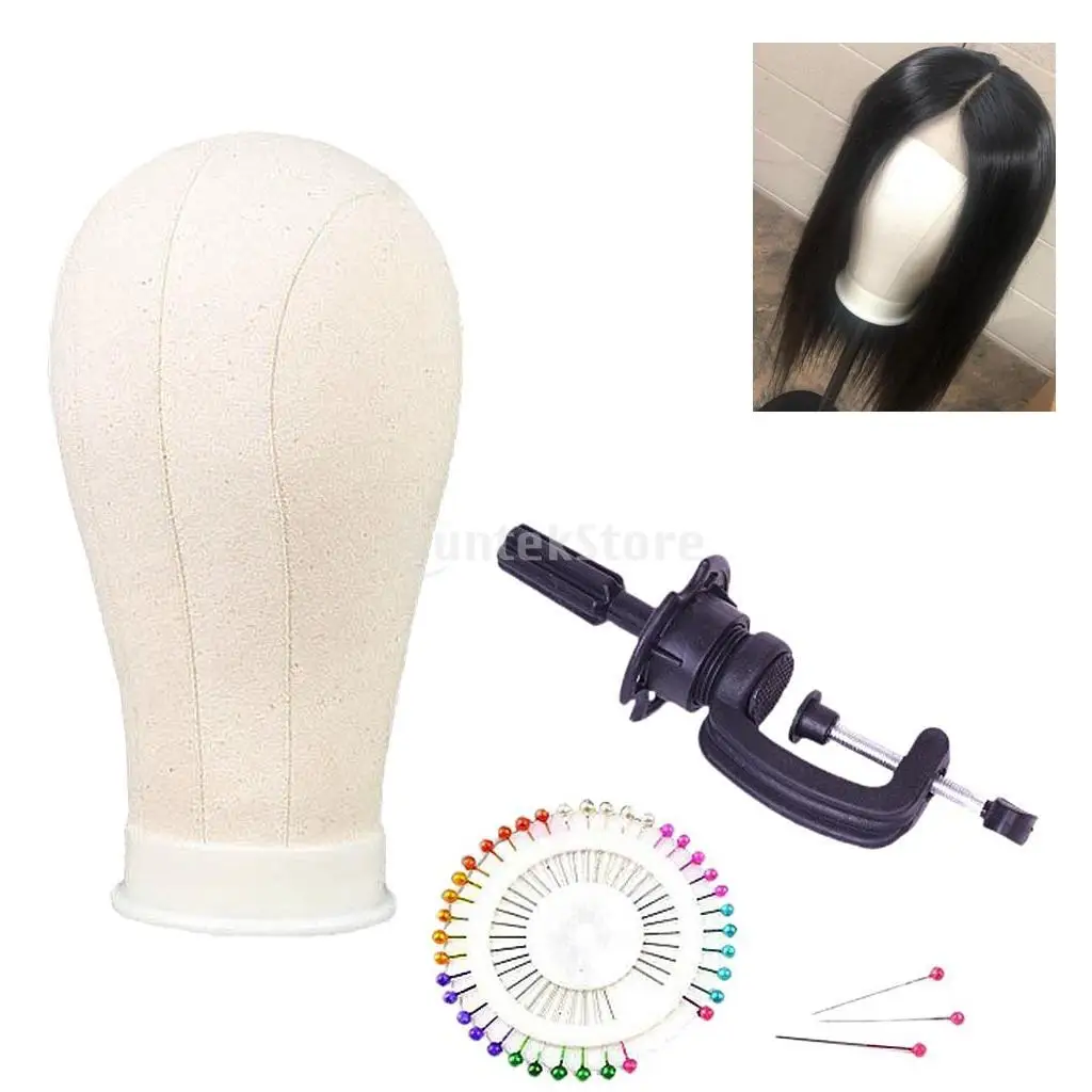 21-25Inch Canvas Mannequin Head for Wig Display Making Hair Styling