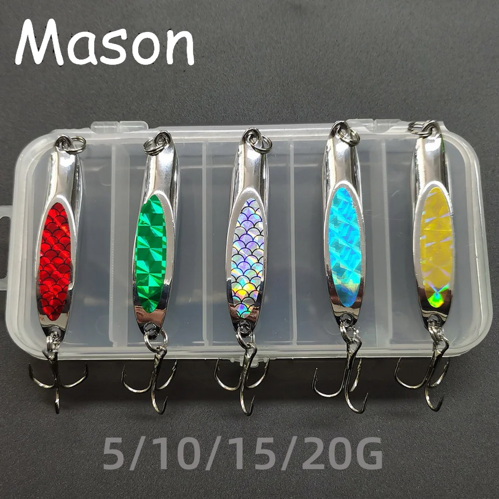 5PCS Metal Spinner Lure Casting Spoon Set Freshwater Brass 5/10/15/20G Metal Bait Trout Pike Bass Lake Spinning Pesca Hard Bait