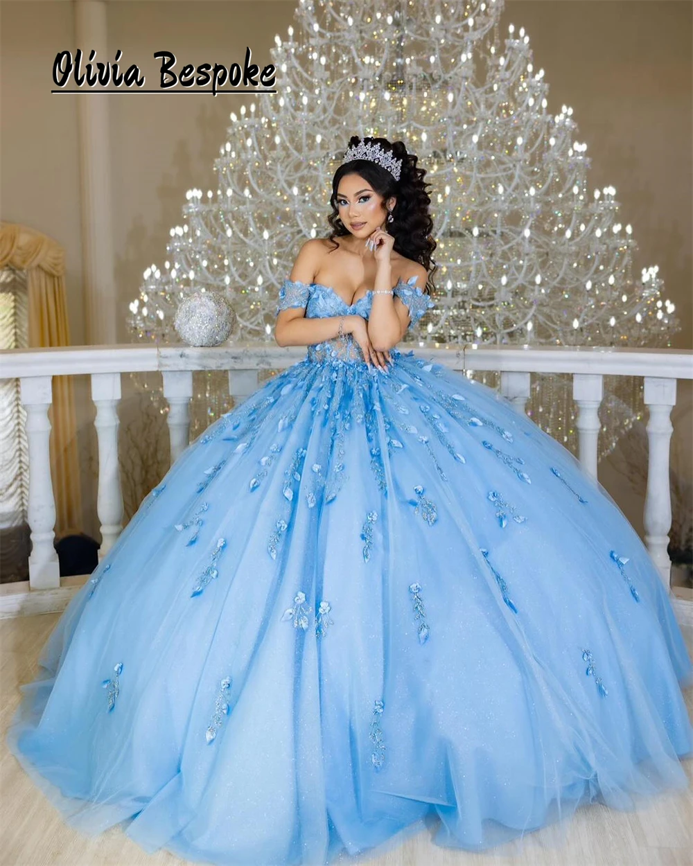 Bright Blue 15 Year Old Quinceanera Dresses Beaded Lace Appliques Ball Gown Formal Occasion Dress Graduation Party Gowns 2024