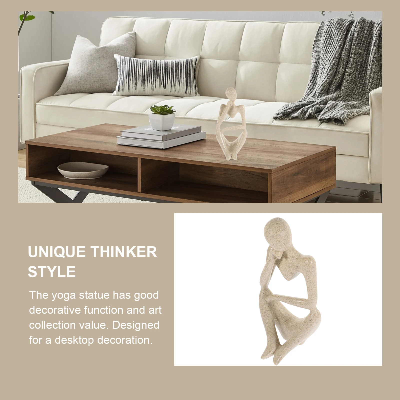 

Resin Thinker Statue Abstract Sculpture for Office Home Decor Desktop Bookshelf Living Room Modern Interior Space Accent