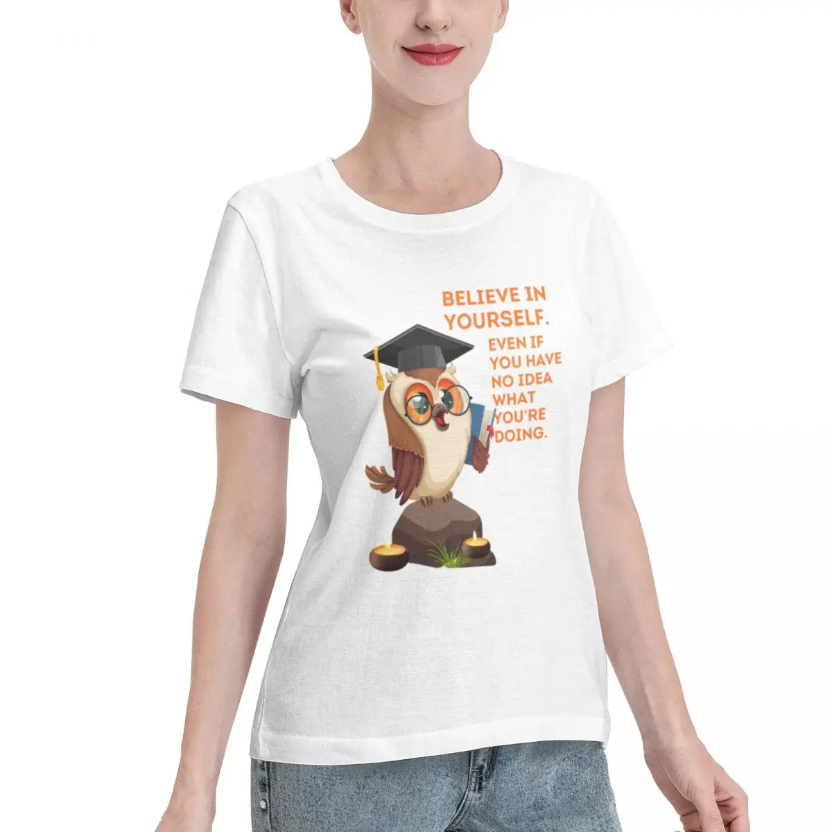 Trending Now Meme Wisdom From A Motivational Owl Women's T-shirt Daily Outfit College Girls Top
